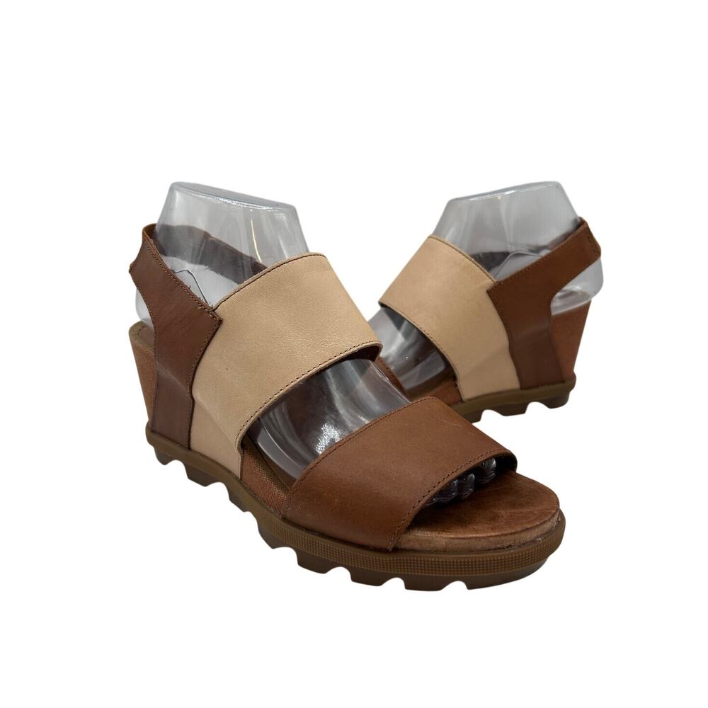 Sorel Joanie II Slingback Wedge Sandal two-tone Tanleather Women’s SZ 8
